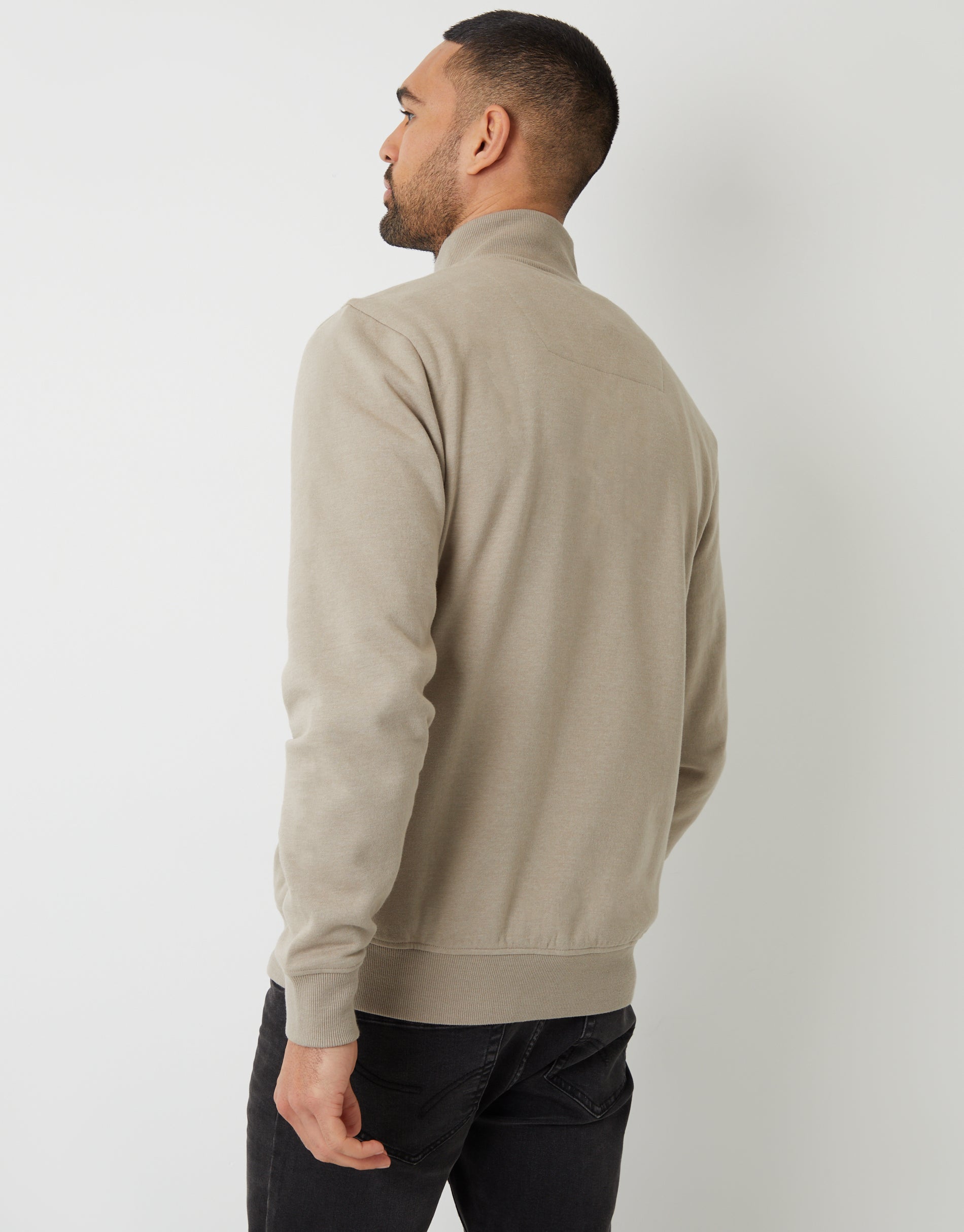 トップス andequal back open ribbon sweat OATMEAL Quarterzip Sweatshirt - Heather Oatmeal