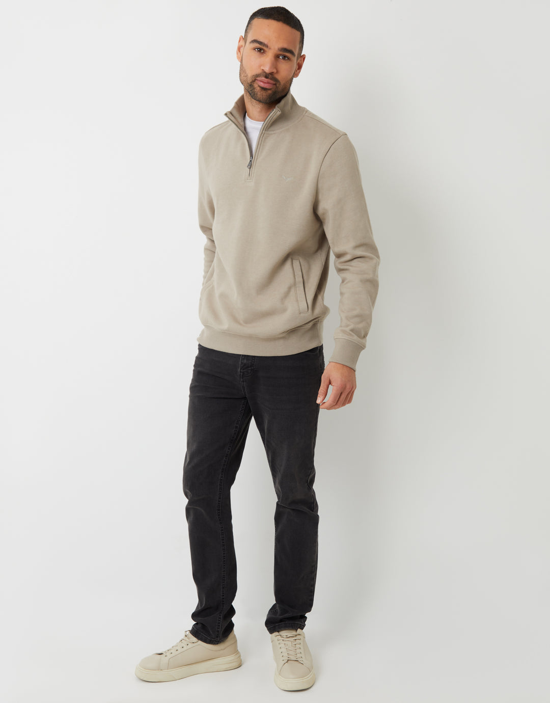 Oatmeal Marl Quarter Zip Sweatshirt