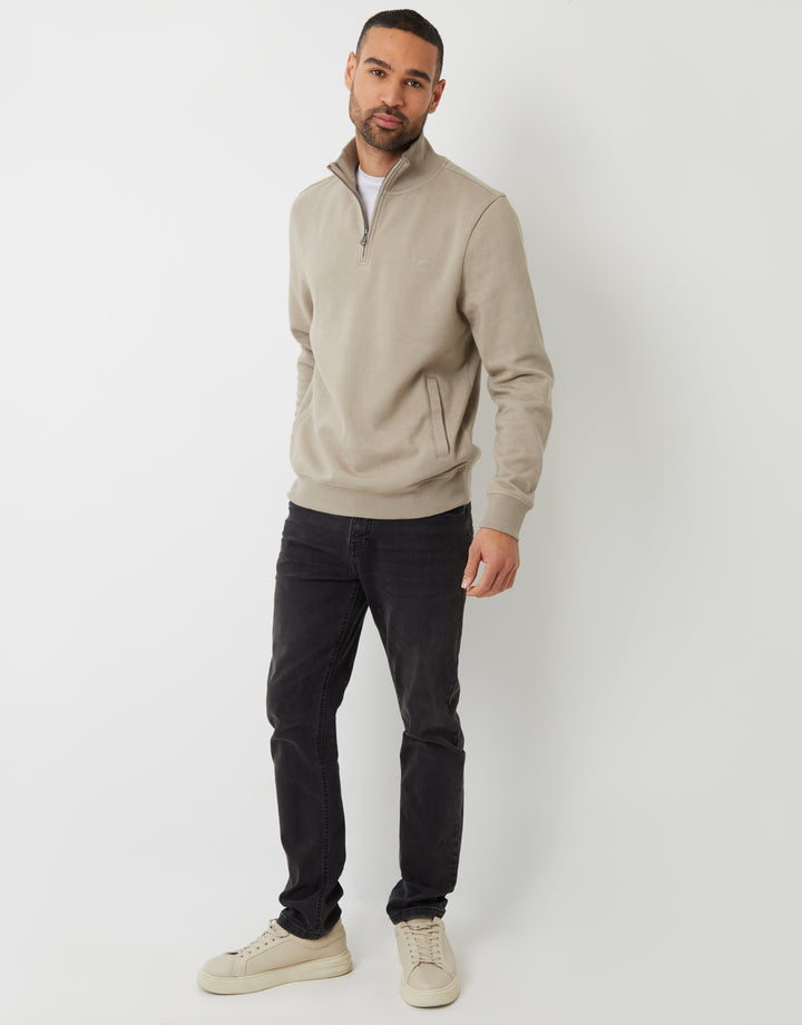 Oatmeal Marl Quarter Zip Sweatshirt