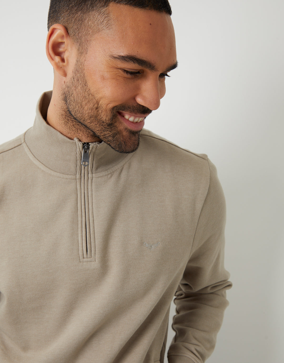 Oatmeal Marl Quarter Zip Sweatshirt