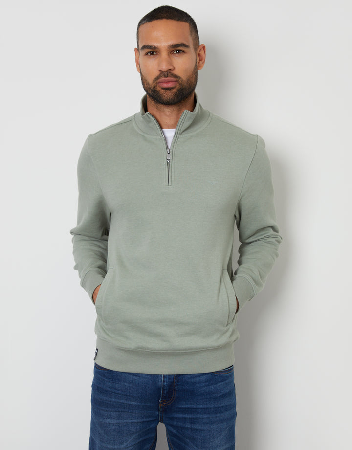 Sage Green Quarter Zip Sweatshirt