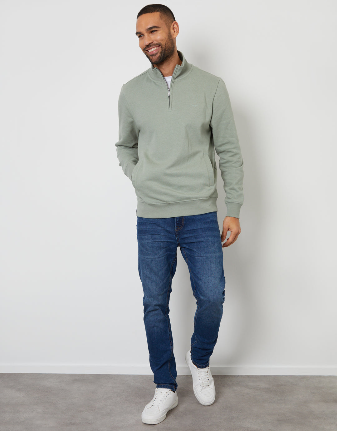 Sage Green Quarter Zip Sweatshirt