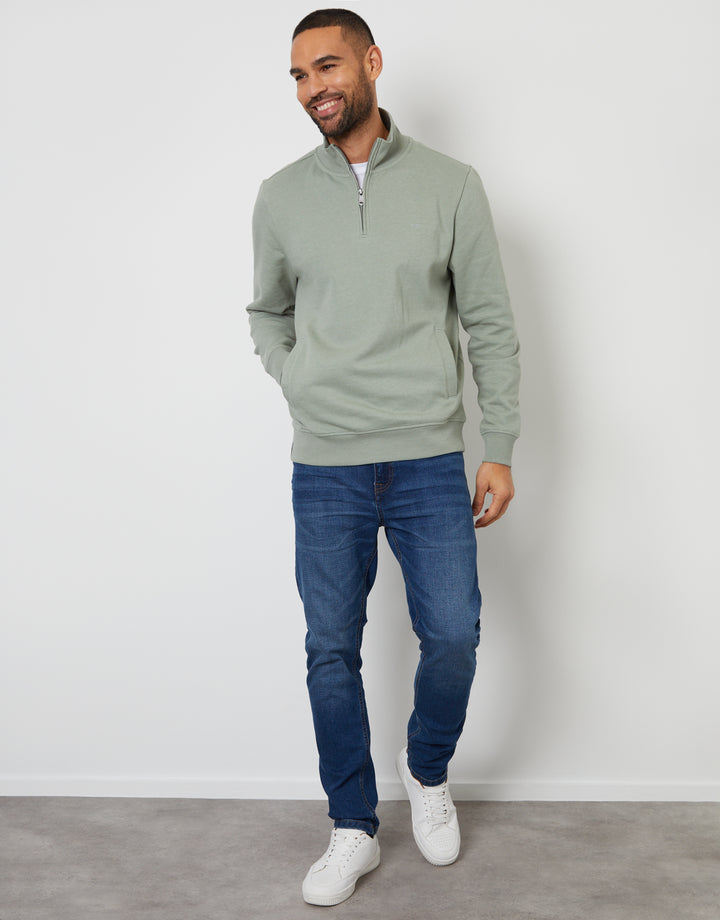 Sage Green Quarter Zip Sweatshirt