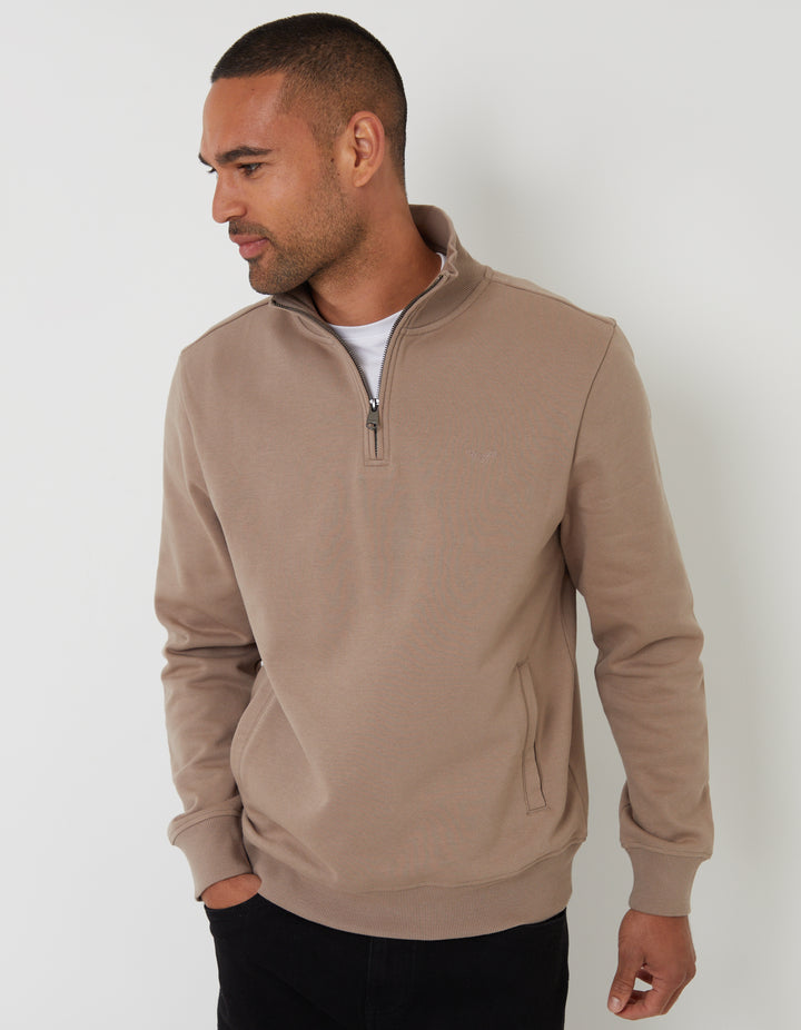 Taupe Quarter Zip Sweatshirt
