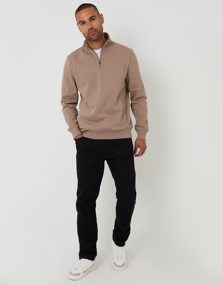 Taupe Quarter Zip Sweatshirt