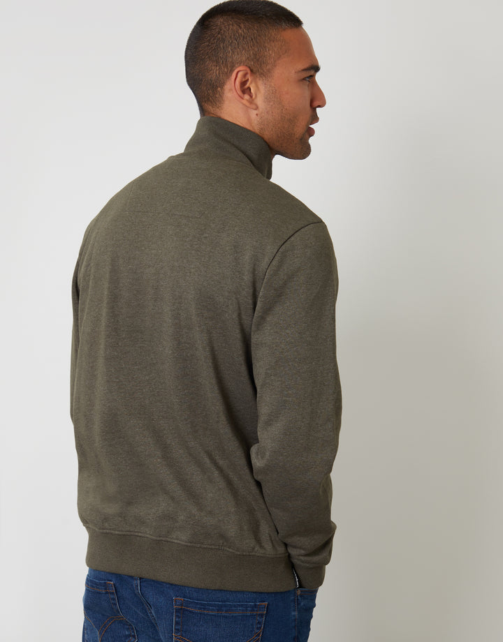Khaki Green Marl Quarter Zip Sweatshirt