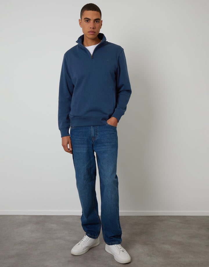 Blue Quarter Zip Sweatshirt