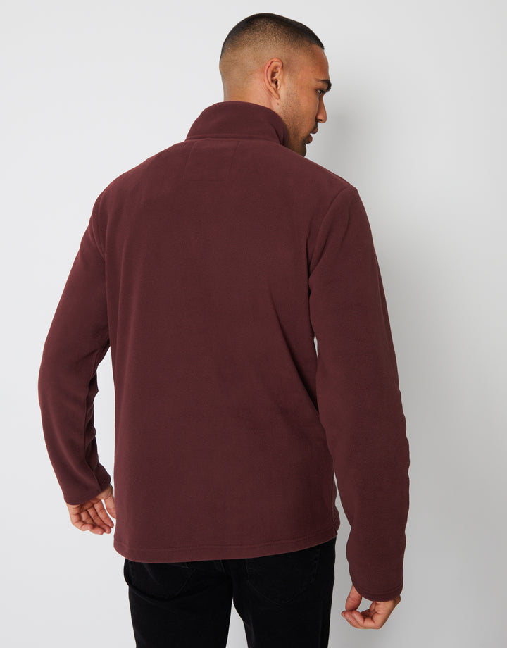 Burgundy Quarter Zip Microfleece Sweatshirt