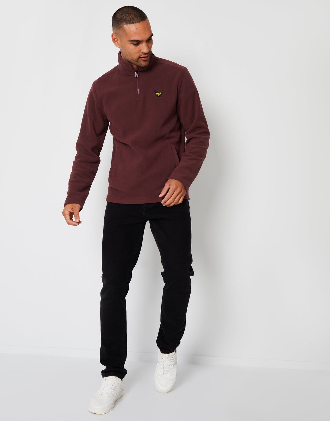Burgundy Quarter Zip Microfleece Sweatshirt