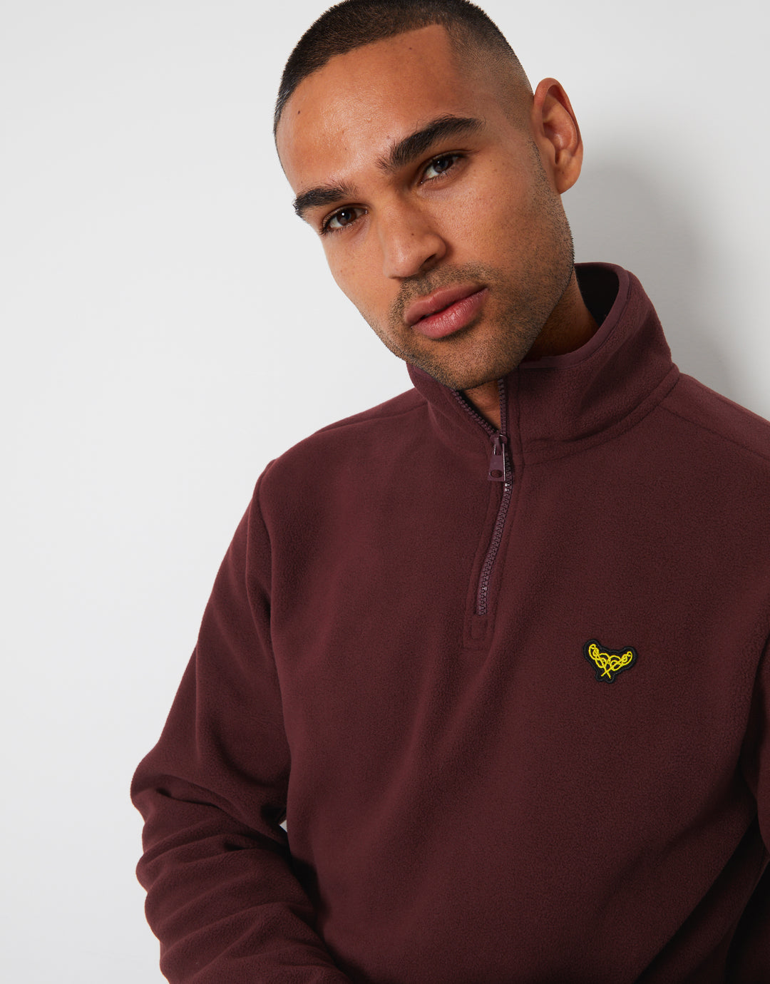 Burgundy Quarter Zip Microfleece Sweatshirt