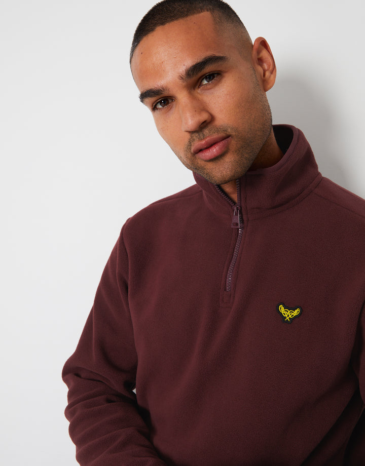 Burgundy Quarter Zip Microfleece Sweatshirt