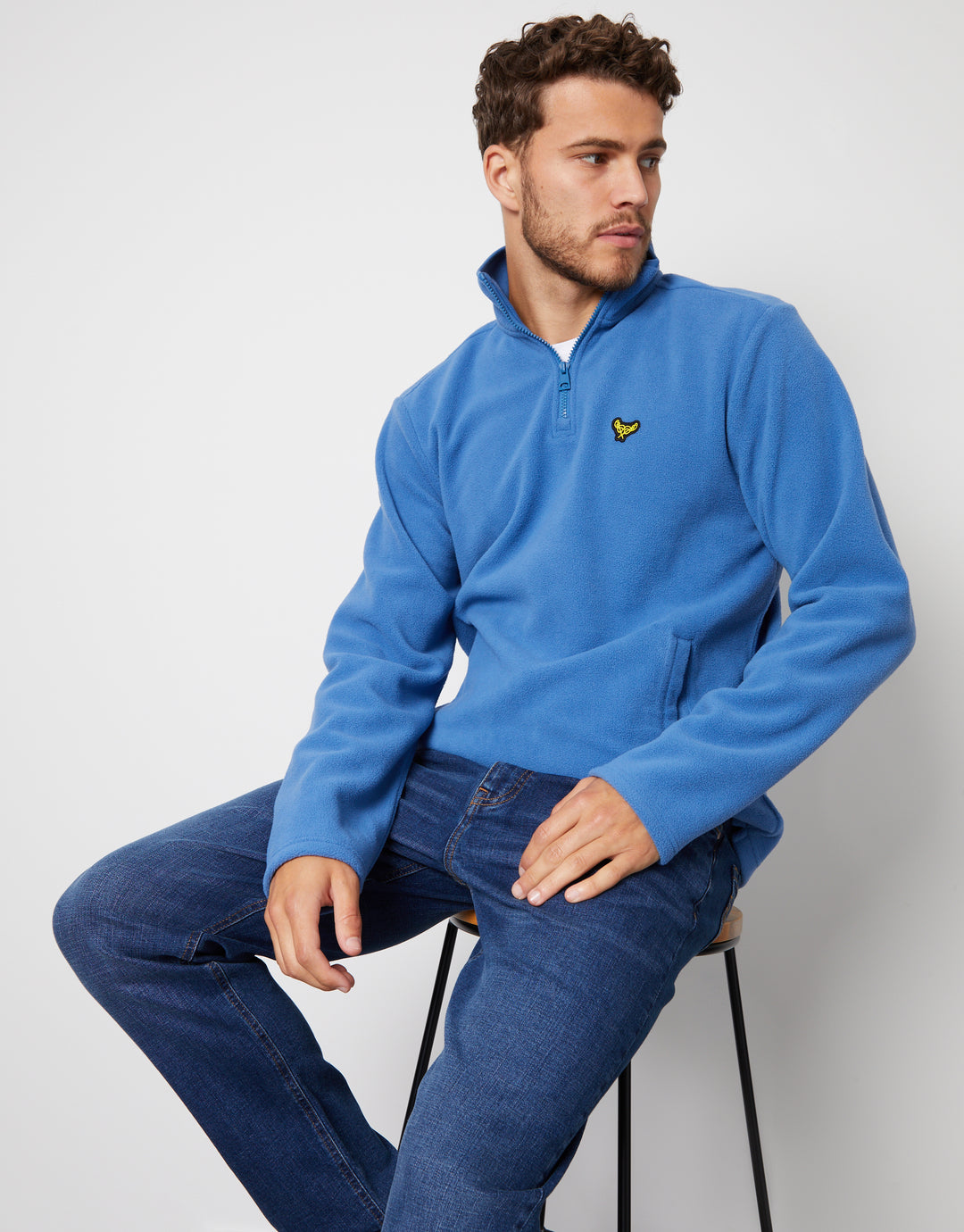 Cobalt Blue Quarter Zip Microfleece Sweatshirt