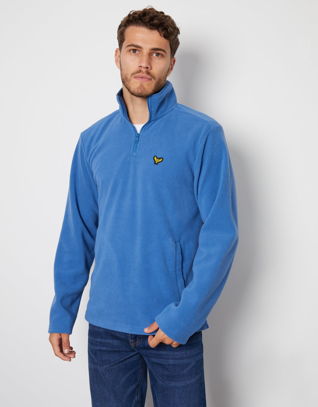 Cobalt Blue Quarter Zip Microfleece Sweatshirt
