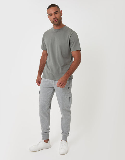 Threadbare Cargo Style Joggers in Grey Marl - full body