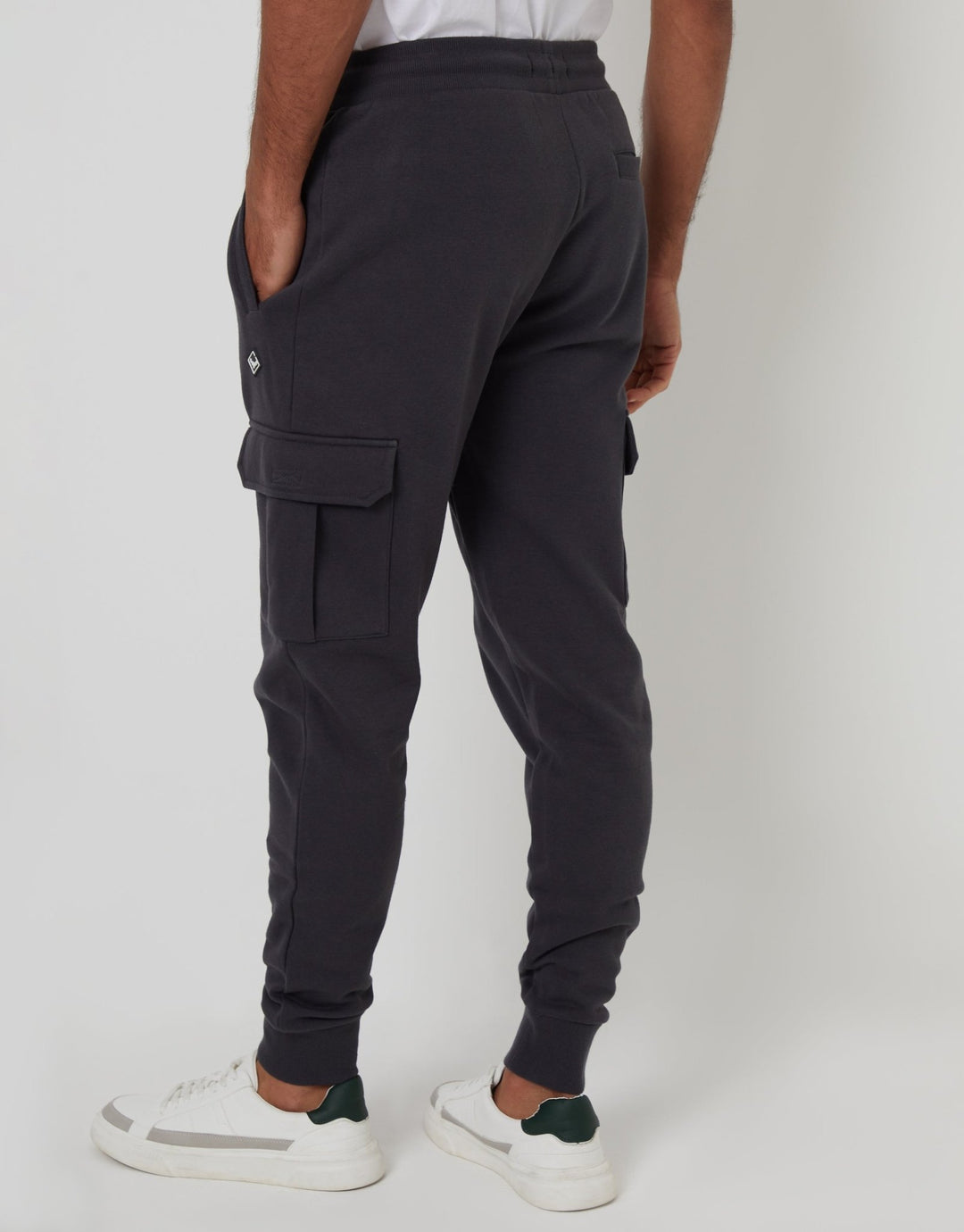 Threadbare Cargo Style Joggers in Grey - back view