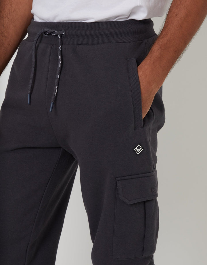 Threadbare Cargo Style Joggers in Grey - pocket detail view