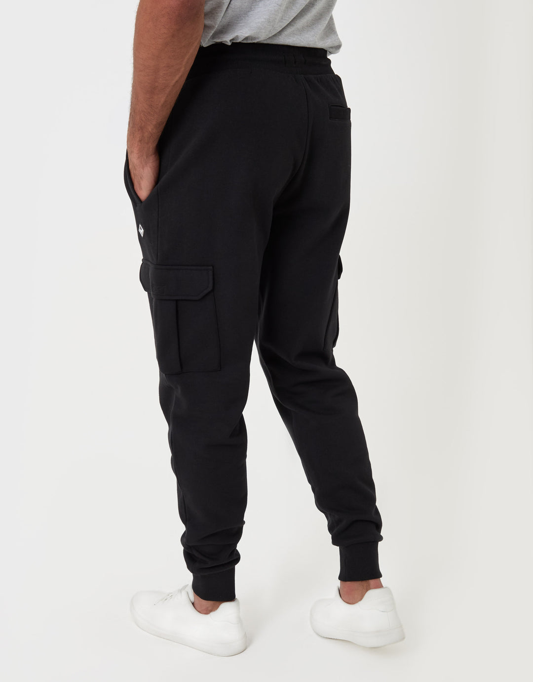Threadbare Cargo Style Joggers in Black - back view