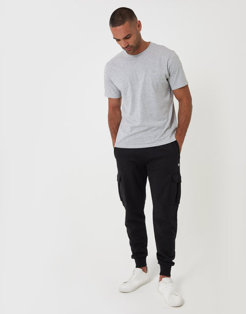 Threadbare Cargo Style Joggers in Black - full body
