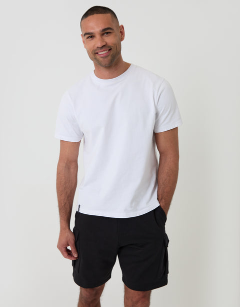 Threadbare Cargo Fleece Shorts in Black - Full View