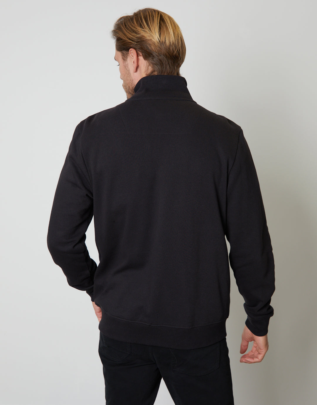 Black Zip-Up Fleece Jumper
