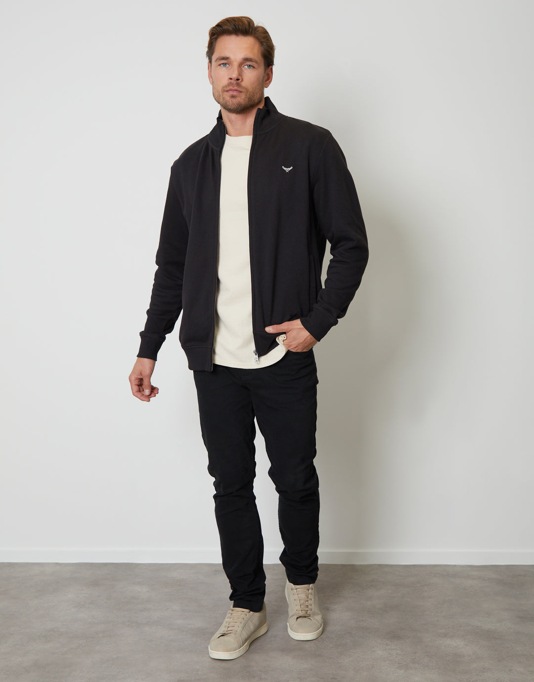 Black Zip-Up Fleece Jumper