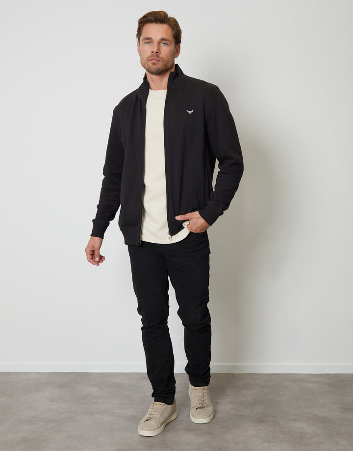 Black Zip-Up Fleece Jumper