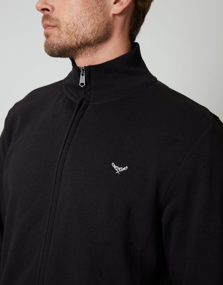 Black Zip-Up Fleece Jumper