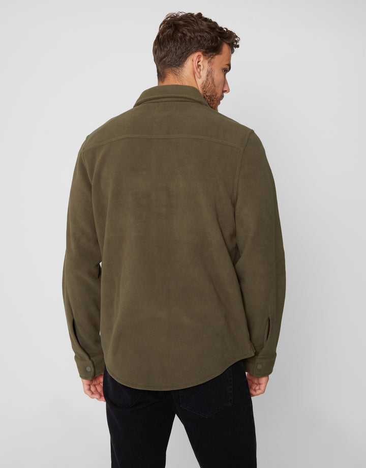 Khaki Green Microfleece Shacket