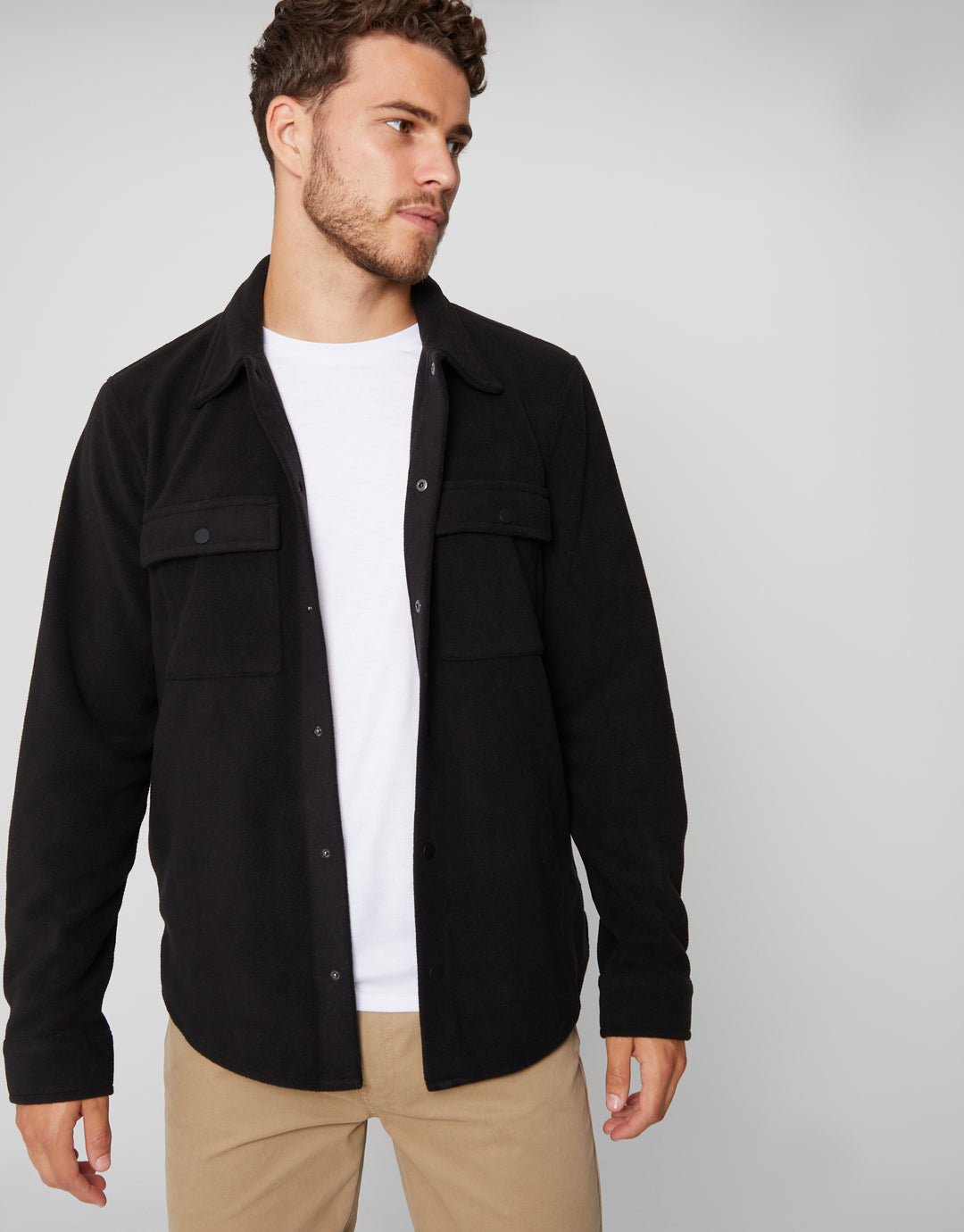 Black Microfleece Shacket