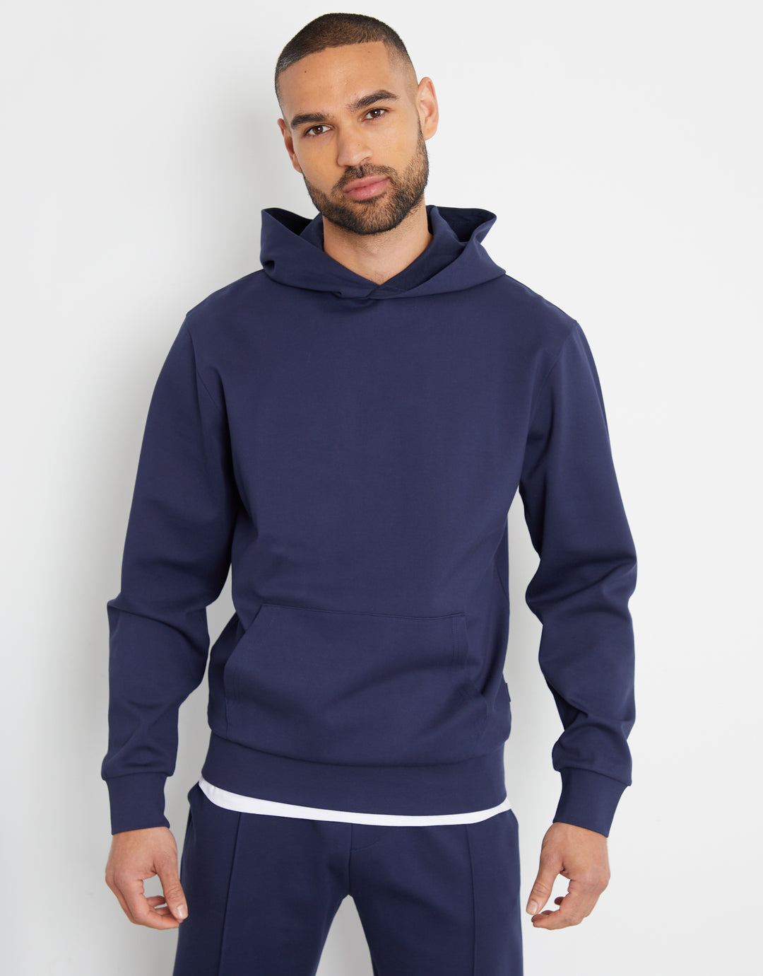 Threadbare Luxe Men's Navy Slim Fit Hoodie