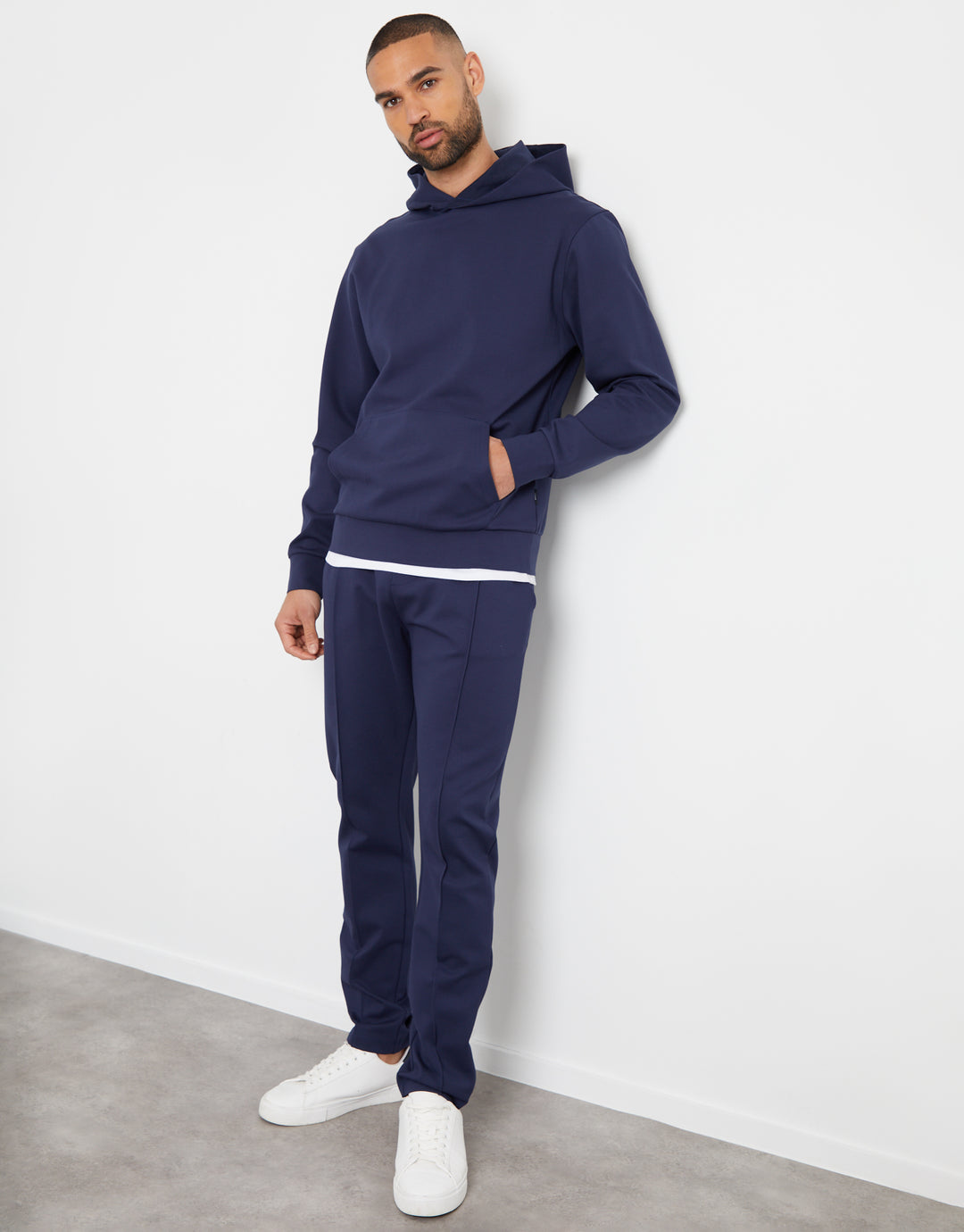 Threadbare Luxe Men's Navy Slim Fit Hoodie
