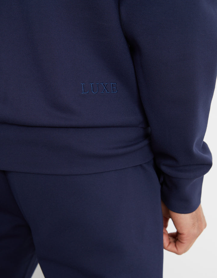 Threadbare Luxe Men's Navy Slim Fit Hoodie
