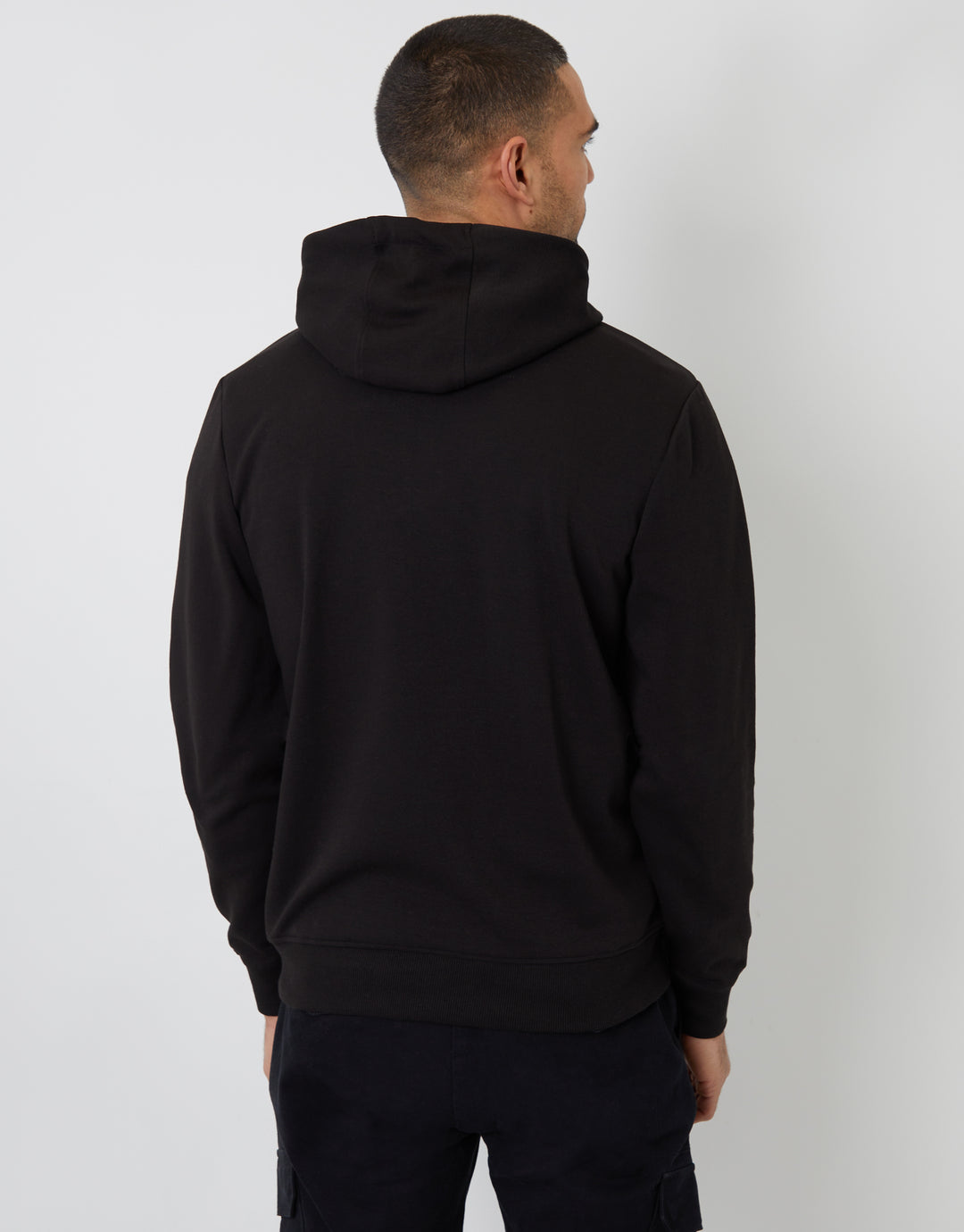 High Neck Overhead Hoodie in Black