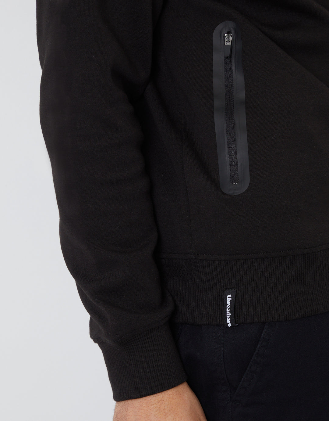High Neck Overhead Hoodie in Black