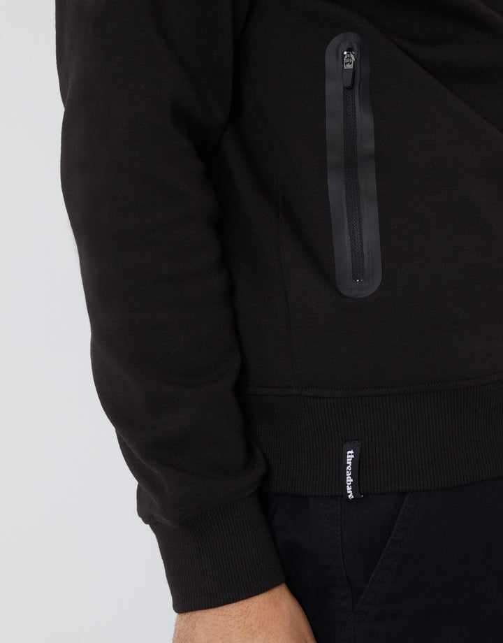 High Neck Overhead Hoodie in Black