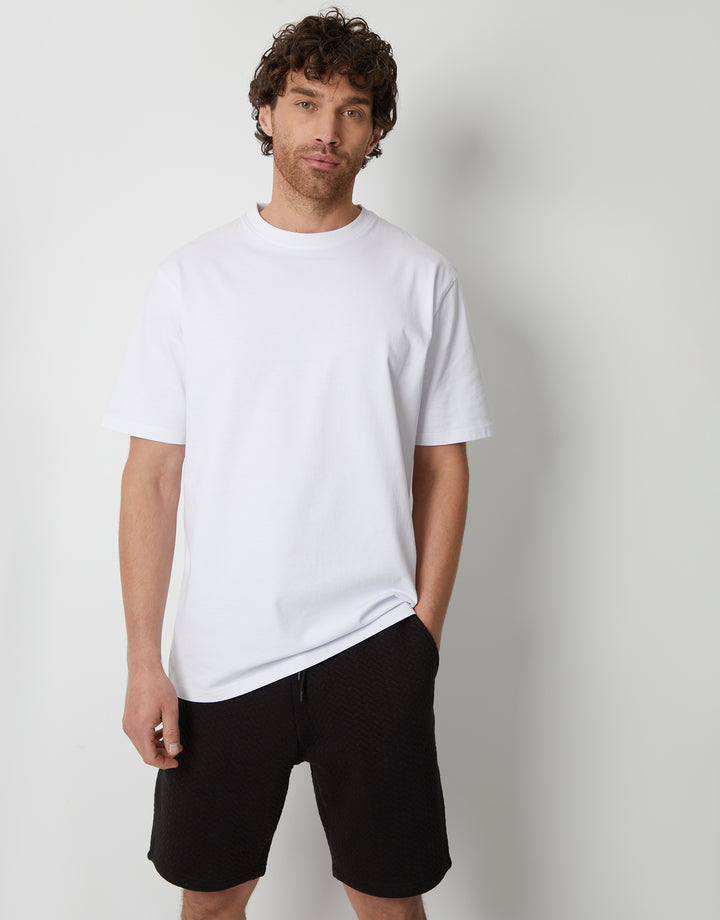 Black Textured Sweat Shorts