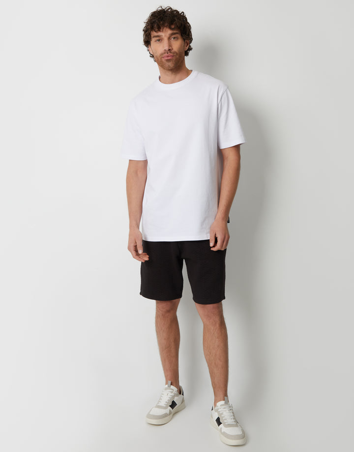 Black Textured Sweat Shorts