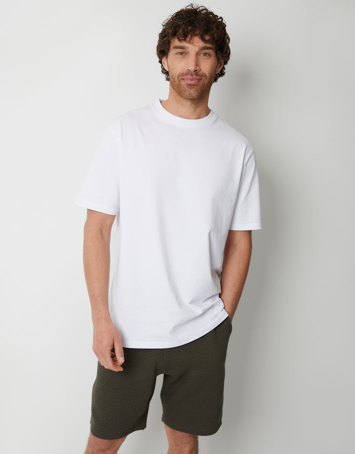 Khaki Green Textured Sweat Shorts