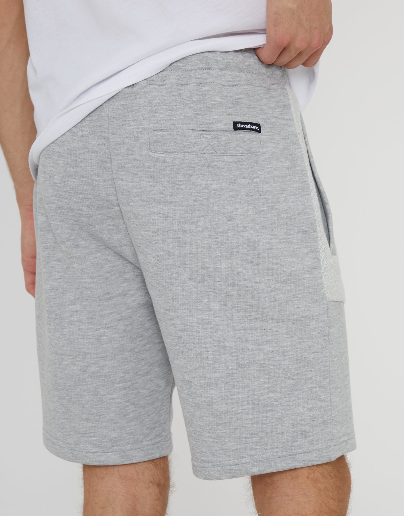 Threadbare Men's Grey Marl Contrast Panel Pocket Sweat Shorts