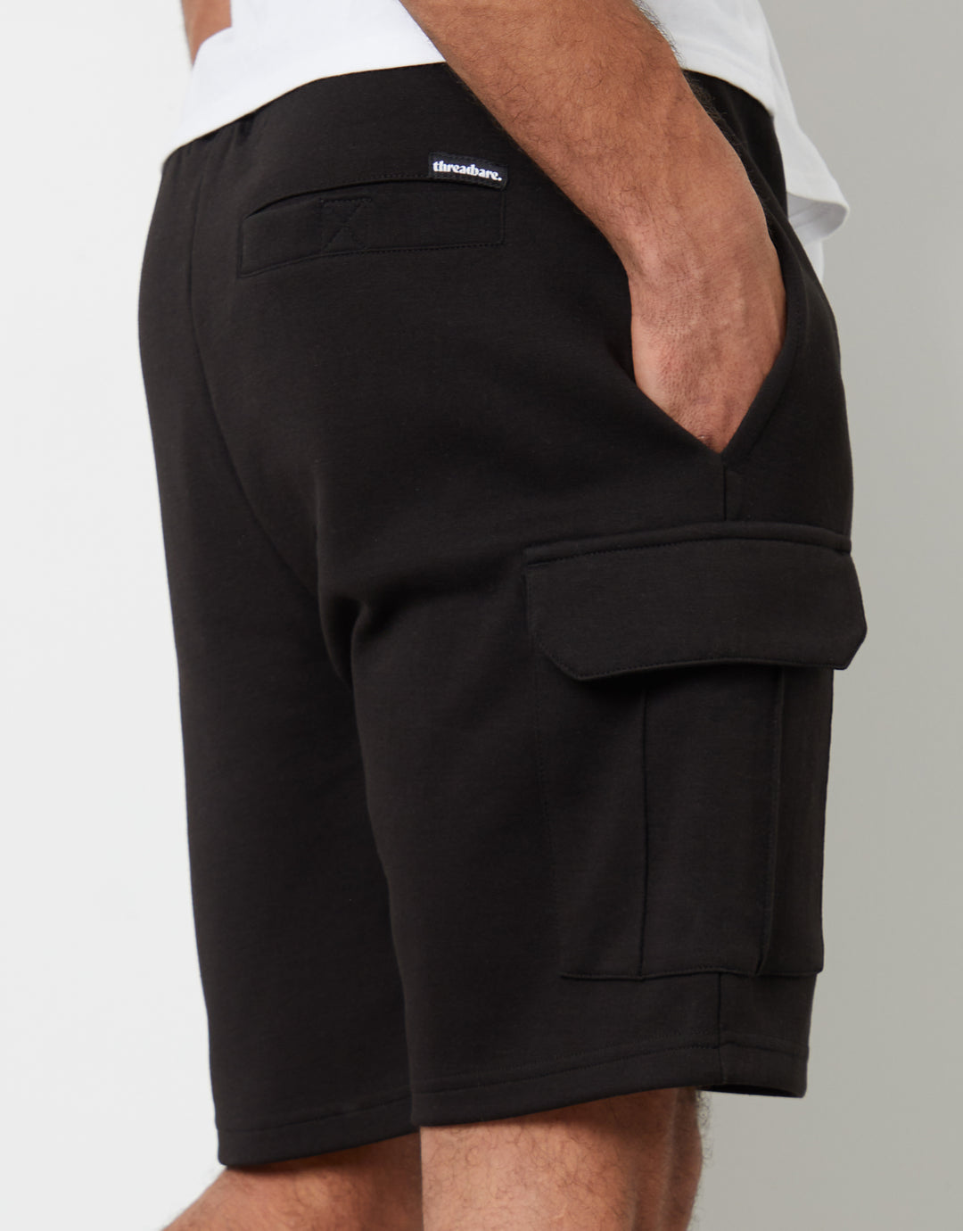 Black Cargo Sweat Shorts