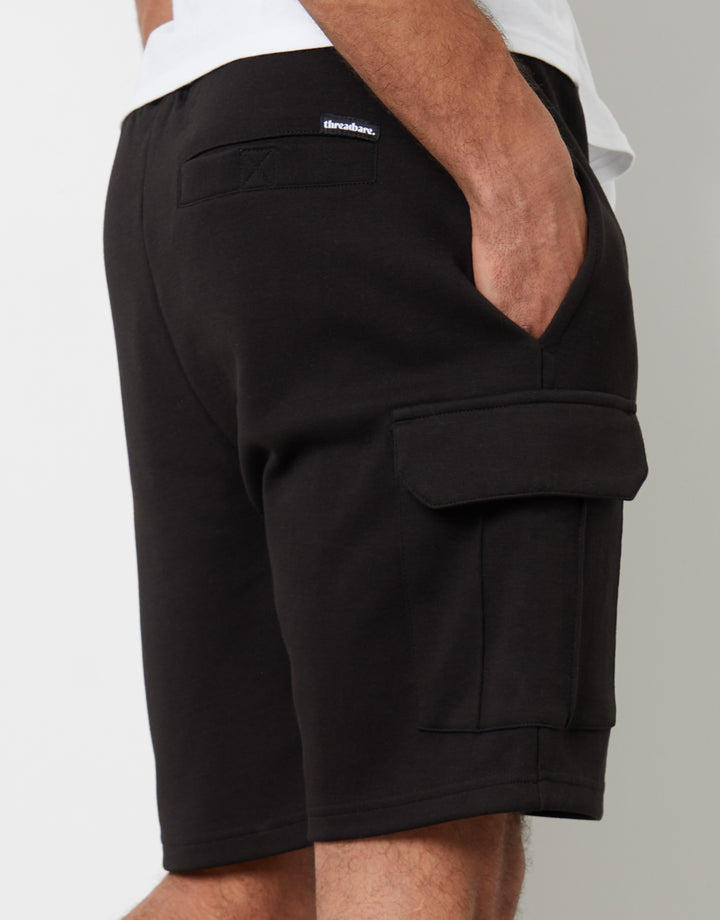 Black Cargo Sweat Shorts
