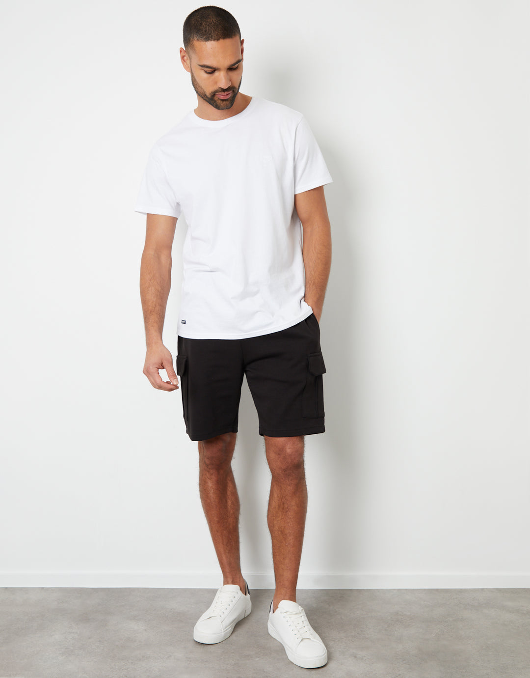 Black Cargo Sweat Shorts