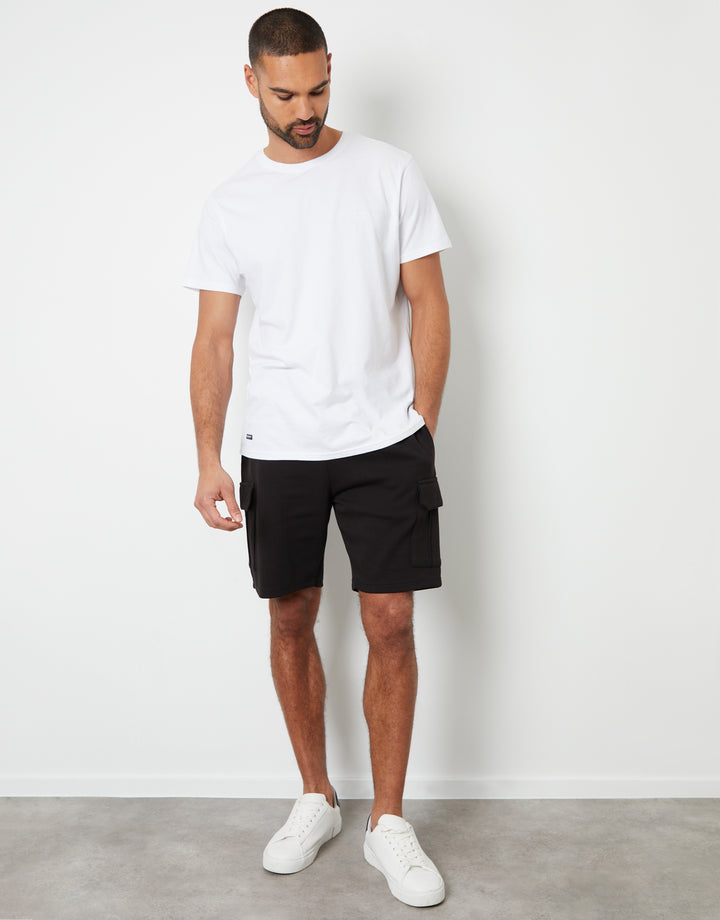 Black Cargo Sweat Shorts