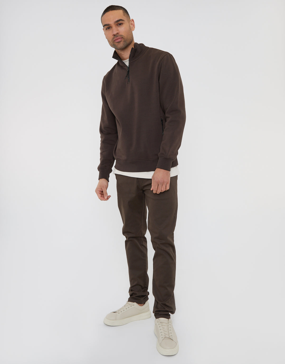 Chocolate Brown Quarter Zip Sweatshirt