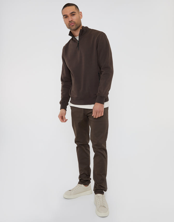 Chocolate Brown Quarter Zip Sweatshirt