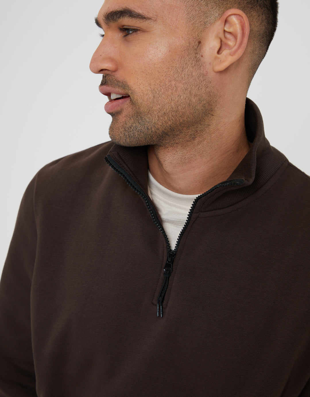 Chocolate Brown Quarter Zip Sweatshirt