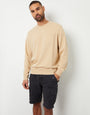 Stone Loopback Crew Neck Sweatshirt with Pocket