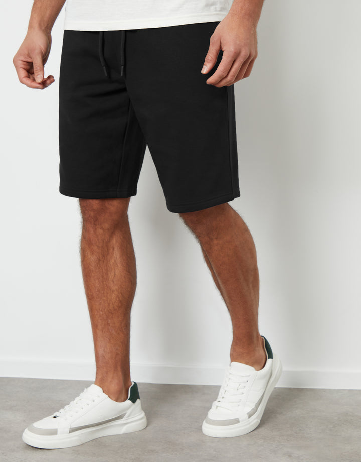Black Knee Length Sweat Shorts