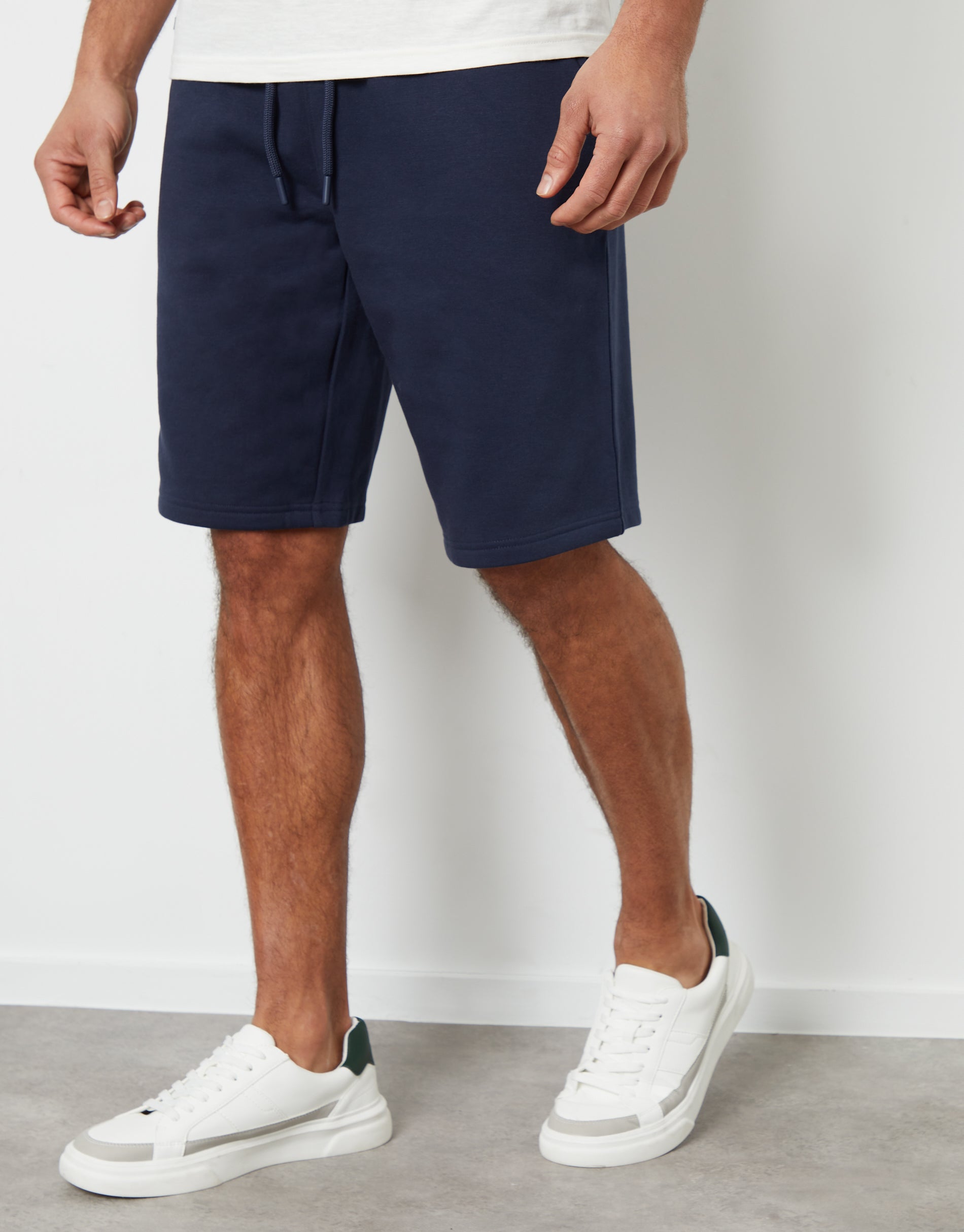 Threadbare Men's Navy Blue Knee Length Fleece Sweat Shorts