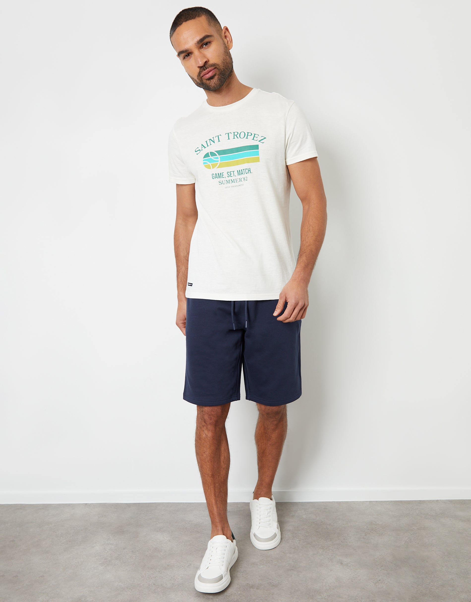 Threadbare Men's Navy Blue Knee Length Fleece Sweat Shorts